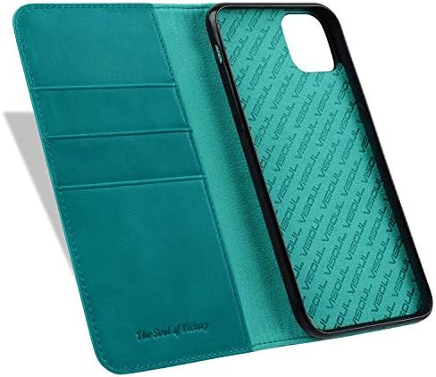 Visoul Leather Wallet Case Compatível com o iPhone 11 Pro, capa Flip com suporte de cartão, capa de fólio magnético com