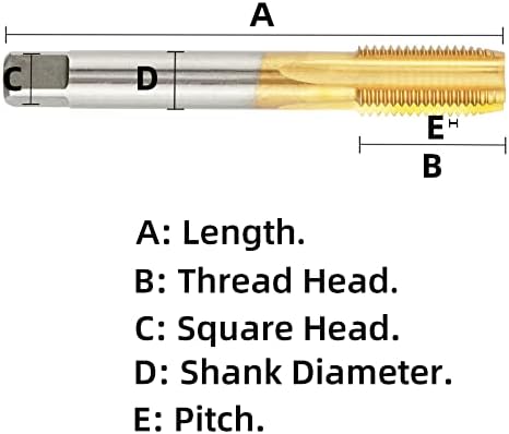 Aceteel Métrica M2.6 x 0,45 HSS Tor de flauta reta de Ti, Ms2.6 x 0,45mm Máquina de rosca revestida de titânio Toque