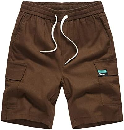 Shorts de carga para homens relaxados ajustes, shorts de bolsa de várias bolsas de verão masscotton linho solto capris