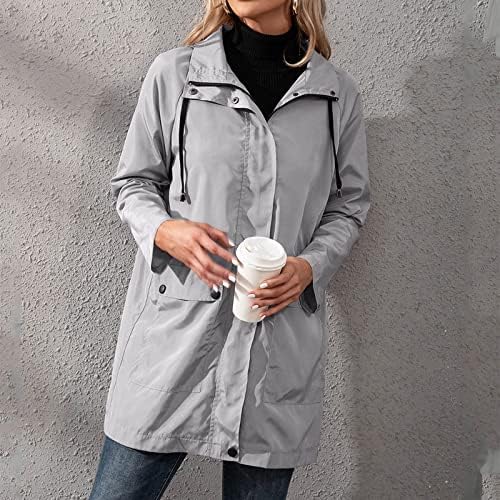 Jaquetas capa de chuva feminino casaco ajustável à prova de vento à prova de vento chuva chuva de chuva preto zip