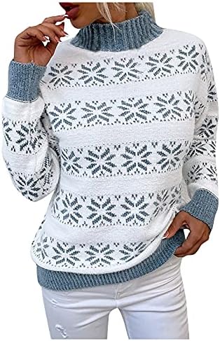 Bassair Comfort Graphic redondo suéteres da senhora Escola Classy Sweaters Christmas mais quente Túnica de mangas compridas