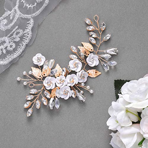 Latious Silver Flower Bride Wedding Hair Vine Crystal Bridal Hair Piece Stromestone Acessórios para cabelos de folhas