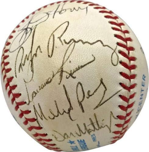 A equipe dos Yankees de 1995 assinou autografado oal beisebol Jeter Rivera Mattingly JSA - bolas de beisebol autografadas