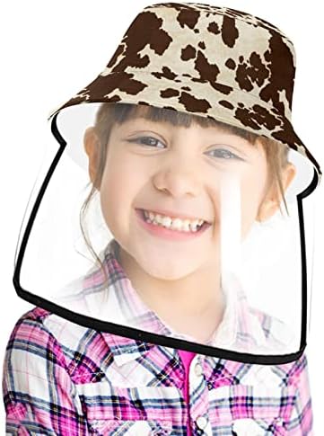 Chapéu de proteção para adultos com escudo facial, chapéu de pescador anti -sun tap, padrão de animal marrom retro