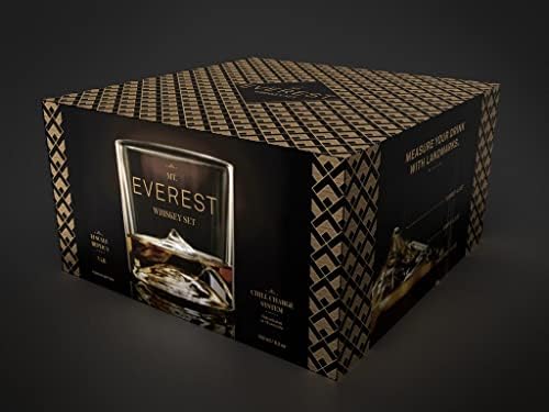 Liiton Mt Everest Whisky Glasses Conjunto de 4, rochas pesadas de vidro conjunto de presentes com montanha elevada para um