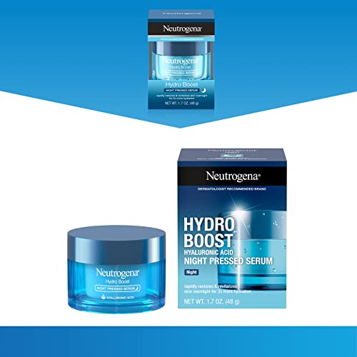 Neutrogena Hydro Boost Night Hidratante para rosto, soro facial de ácido hialurônico para pele seca, sem óleo e não comedogênica,