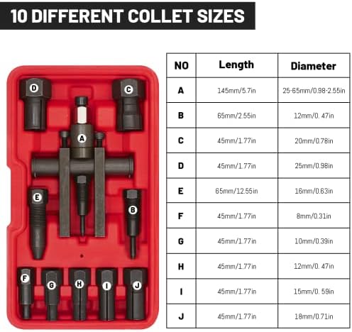 PLOBEDA 10PCS Kit de ferramentas para imuluador de rolamentos de motocicletas de 8 a 25 mm