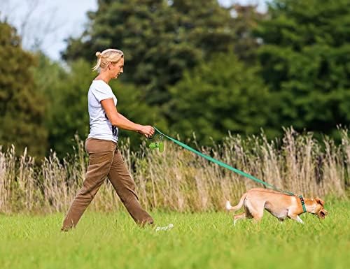 Taglory nylon cão coleira 6 pés, alça macia e acolchoada colares refletivos para cães grandes médios andando e treinando, turquesa
