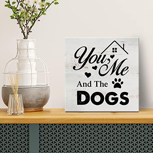 Você e os cães sinal de lona decoração de arte de parede de parede de 8 x 8 polegadas de cães de cães pintura imprimor