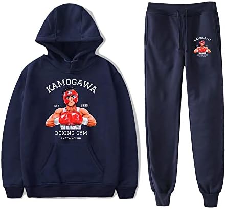 Anime Hajime No ippo kamogawa capuz calças de corredor de duas peças do conjunto de moletons de moletom+calça de moletom