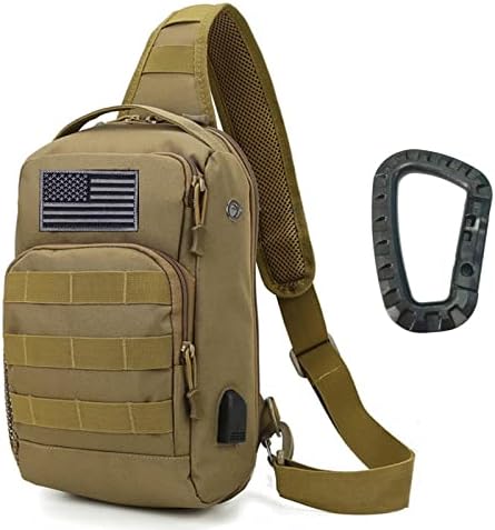 Saco de Sling Tactical Sling Backpack Saco de mochila Molle com carga USB porto de porto de ombro de caça a caçar