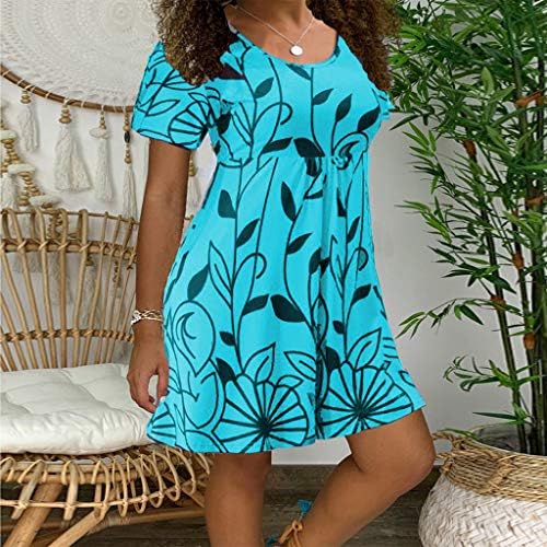 Vestido Hawaii Plus Size para Womens 2023 Redonda de Gconteiro Floral Floral