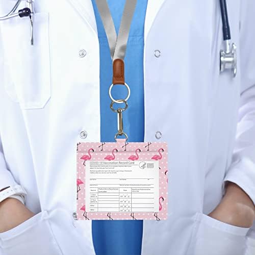 Tampa do suporte para cartões de vacina 4x3 Protetor de cartão de accinação rosa de animais flamingo com corretora de