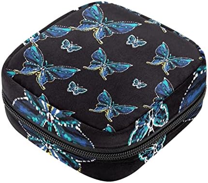 Bolsa de maquiagem de borboletas azuis, bolsa de cosméticos, bolsa de higiene pessoal portátil para mulheres e meninas