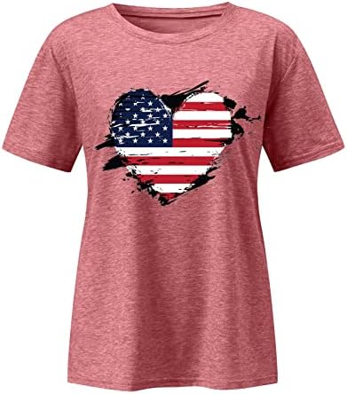 4 de julho Camisas para mulheres Manga curta de verão o Pescoço túnica American Flag Stars Stripes tie-dye camisetas