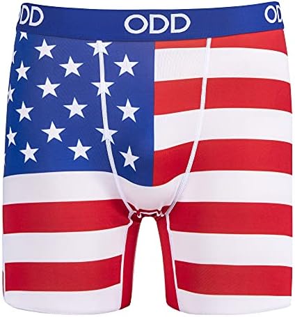 Odd Sox, bandeira americana, cueca de boxe masculina, impressão azul branca vermelha