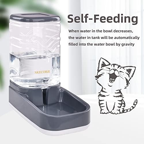 NKECOBJI PETS Automático alimentador e dispensador de água Conjunto, alimentador de alimentos de gravidade e água com tigela