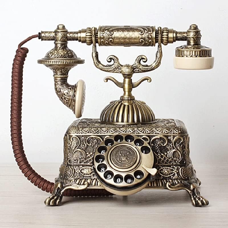 Lhllhl Metal Vintage Antigo Telefone antiquado telefone fixo fixo com mostrador rotativo para decoração de escritório em