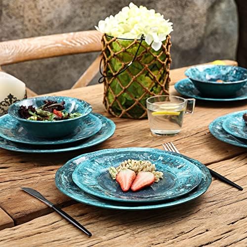 Conjuntos de louça de melamina, placas de melamina e tigelas definidas para 4, melhor para festa de jantar interna