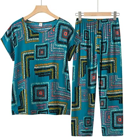 Roupas de 2 peças para mulheres plus size de verão casual solto fit idosos pijamas conjunta