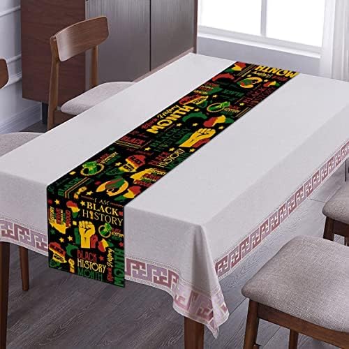 Black History Month Table Runner Afro -Afro -American Heritage Festival Apoio Igualdade Celebração Social Holiday Kitchen Dining