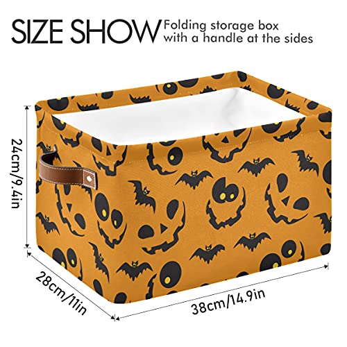 Halloween Pumpkins Bats Bin Bin dobrável com alça Retângulo Cista de sereia à prova d'água para organizador de armário