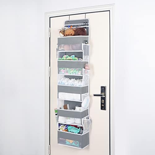 Univivi Over Door Soliving Organizer Storage com 5 bolsos grandes e 2 bolsos de PVC para cosméticos Organizador de armazenamento