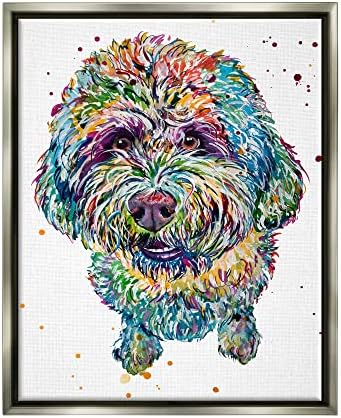 Stuell Industries Bold Terrier Cão Pet Retrato emoldurado Floater Canvas Wall Art, Design de Jen Seeley