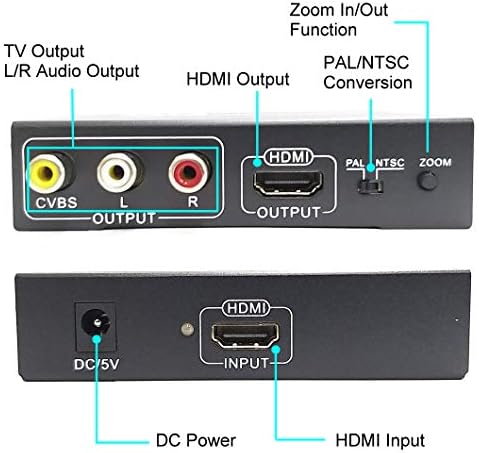 Yotocap HDMI para RCA e HDMI + 3RCA CVBS AV Converter HDMI para Conversor Composto Zoom In/Out Função Função Composta