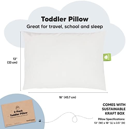 KeAbabies Passagem de travesseiro de 13x18 e travesseiro de 2 pacote - travesseiro de criança orgânica para meninos, crianças - travesseiros