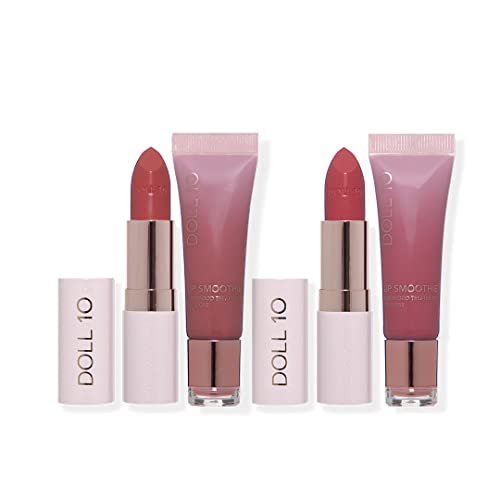 Doll 10 Quench & Restore Lip Smoothie Collection - 4 peças Nourishing Superfood Color Coordenating Lipstick & Gloss Kit