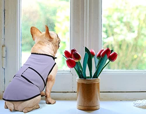 Jaqueta de cachorro de ansiedade de cachorro Sychien, colete de camisa calmante Thunder para cães médios, cinza azulado M