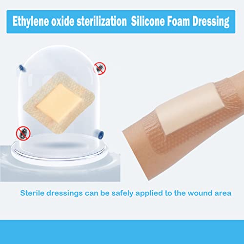 Molho de espuma de silicone zd com adesivo de borda 3 x3 curativo de ferida à prova d'água para cuidados com a ferida 10