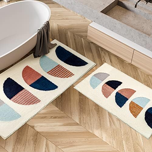 Dexde Banheiro Rug Conjunto Boho Tapetes de banho para banheiro decoração de casa boêmia branca