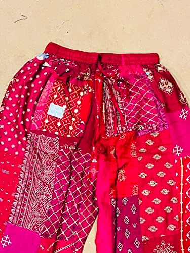 Sahiba Handicraft India feminino Patchwork Wide perna Palazzo Pants Yoga Hippie Harem Troushers One Tamanho