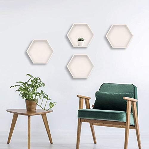 Llryn, prateleira flutuante hexagonal, rack de parede, moderno e simples de madeira, seis cores, adequado para quarto,