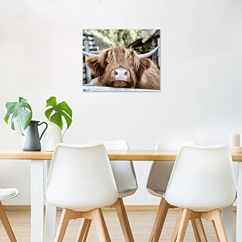 LB Highland Cow Canvas Arte da parede Função Fazenda Brown Bull Bull Printa Rústico Animal Cattle ArtWork Country