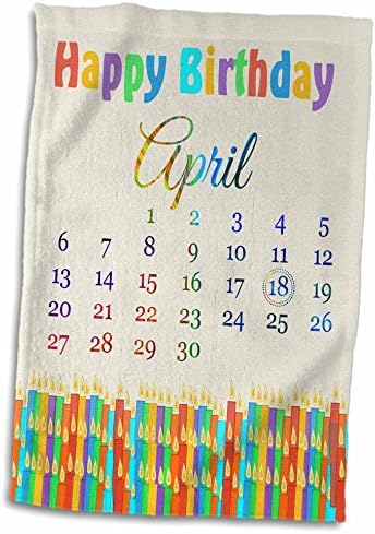 3drose aniversário em 18 de abril, velas coloridas de aniversário com chamas - toalhas