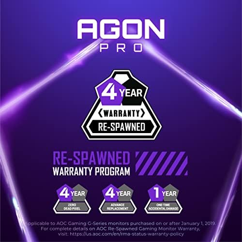 AOC AGON PRO AG274QZM 27 ”Monitor de jogos de torneio, QHD 2560x1440, 240Hz 1ms, G-Sync Compatível, DisplayHDR 1000,