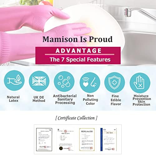 Mamison Kitchen Rubber Glove Rosa Reutilizável Limpeza doméstica à prova d'água, não deslizamento