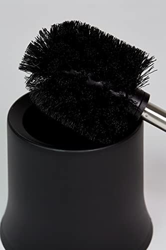 Wenko, Weiß, Tigela de limpeza básica, escova de vaso sanitário com suporte, plástico, preto, dimensões 5,5 x 15 x 5,5 pol.