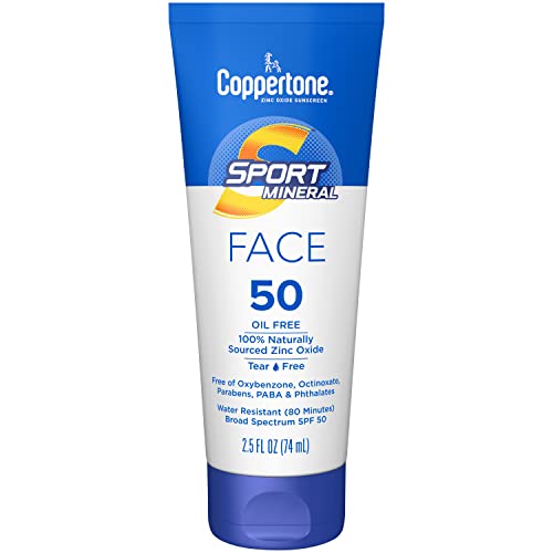 Protetor solar esportivo de cobretona para rosto, protetor solar de face mineral de óxido de zinco SPF 50, protetor solar