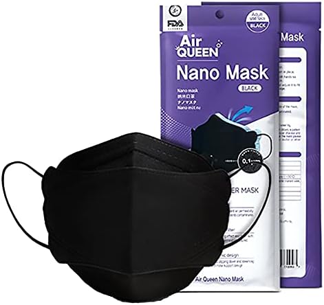 Black Airqueen Nano Fibra Filter Máscara de segurança para adultos, embalados individualmente, fabricados na Coréia