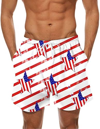 BMISEGM SUMPLEM MENS SHORTS ATHLETIC Mens Summer Independence Day Digital 3D Impressão Moda Casual Big Tall Swim Shorts