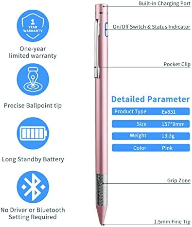Lápis de Stylus para HP Spectre X360 Pen, Minilabo Touch Touchs caneta digital de caneta de caneta de 1,5 mm