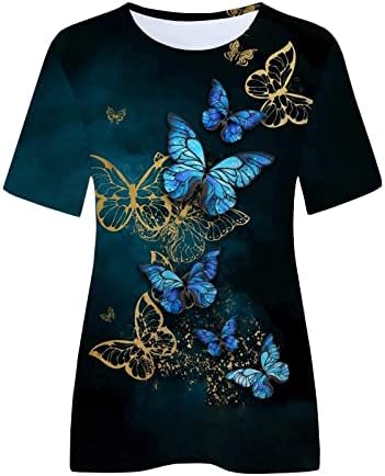 Teen Girl Casual T camisetas de manga curta Tops camisas Crewneck Bird Butterfly Graphic Loose Fit T T Tir