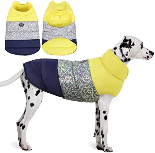 Casaco de inverno reversível de cachorro Fuamey, jaqueta de tempo frio de cães coletados colete de estimação acolchoado colete