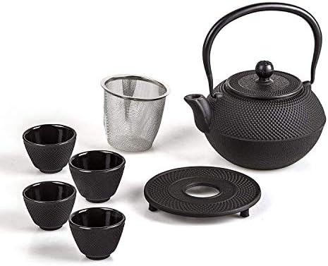 Conjunto de chá de panela de ferro fundido japonês de 6 peças