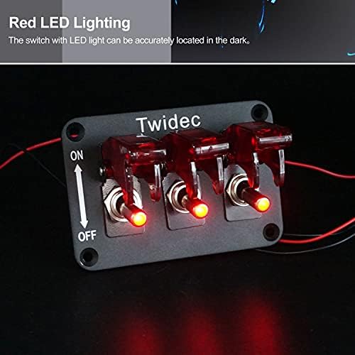 Twidec/3 Ganguer Rocker Toggle Switch Painel com interruptor de alternância de luz de 12V LED 20A Placa de interruptor LED de 12V