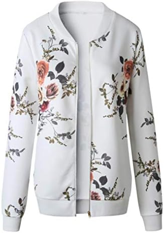 Iyyvv Women Fashion Floral Printed Jacket Zipper Chiffon Bomber Outwear